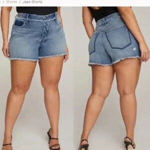 Good American Size 26 Distressed Raw Hem High Waist Bombshell Short NWT